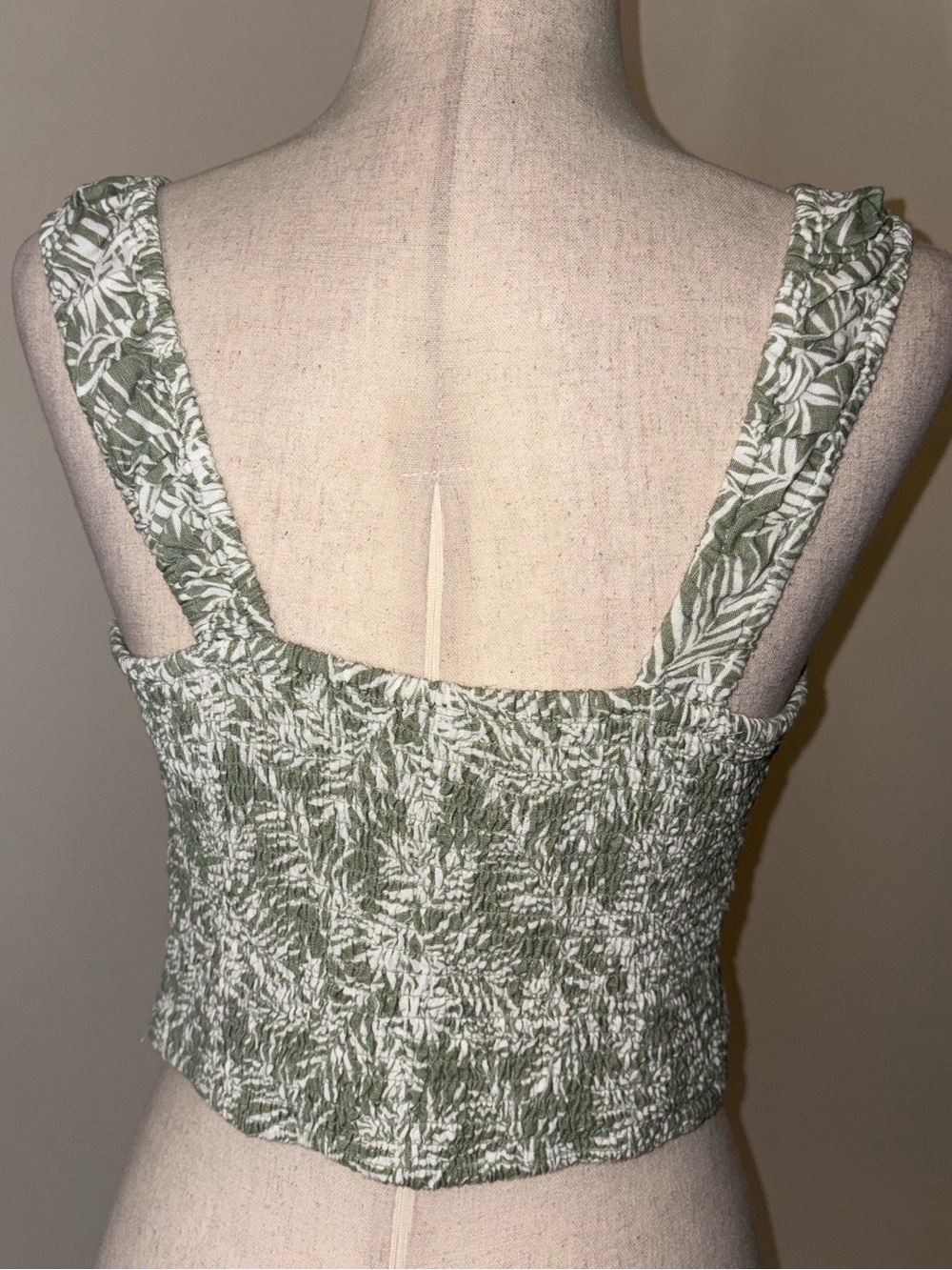 Japna Leaf-Print Cropped Cotton Blend Bustier Style Tank Size M - Picture 4 of 5